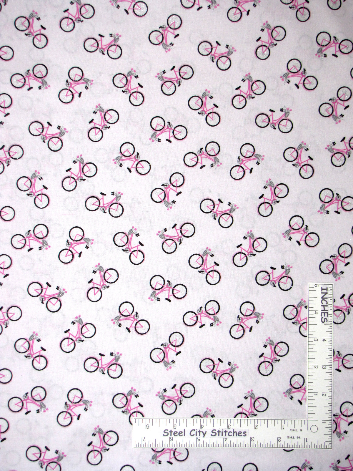 Fabric - Paris Pink Silver Girl Bike Cm3578 Timeless Treasur