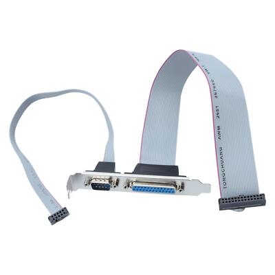 PC Motherboard Parallel LPT 25p Drucker + DB9 9pin RS232 Com Port Kabel Bracket