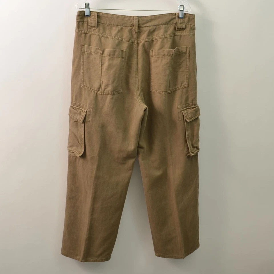 Pantalones cargo Indigo Palms para hombre 34X29 lino algodón oliva pierna recta Foto 2 de 4