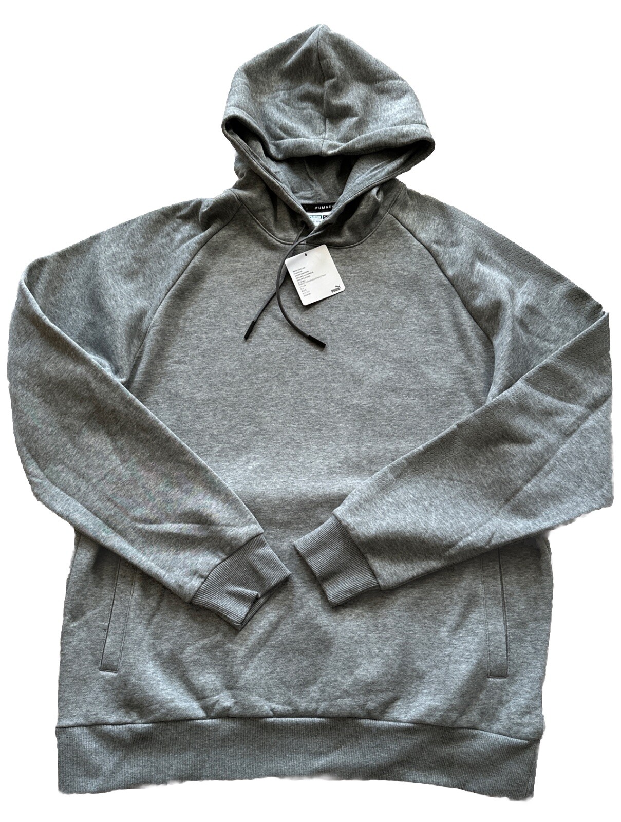 Puma Men’s Heather Gray Evo Core Hoodie X-Large Kangaroo Pockets Water Repellent image 2
