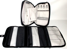 Canvas 2 piece Jewelry Cosmetic Toiletry Organizer Bag Compact Travel Storage