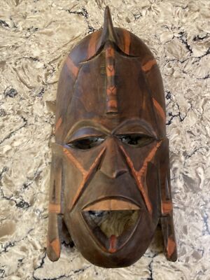 Large Vintage MASK Jambo Kenya Sculpture Mask Face 14  X 7.5  Nice! #Z