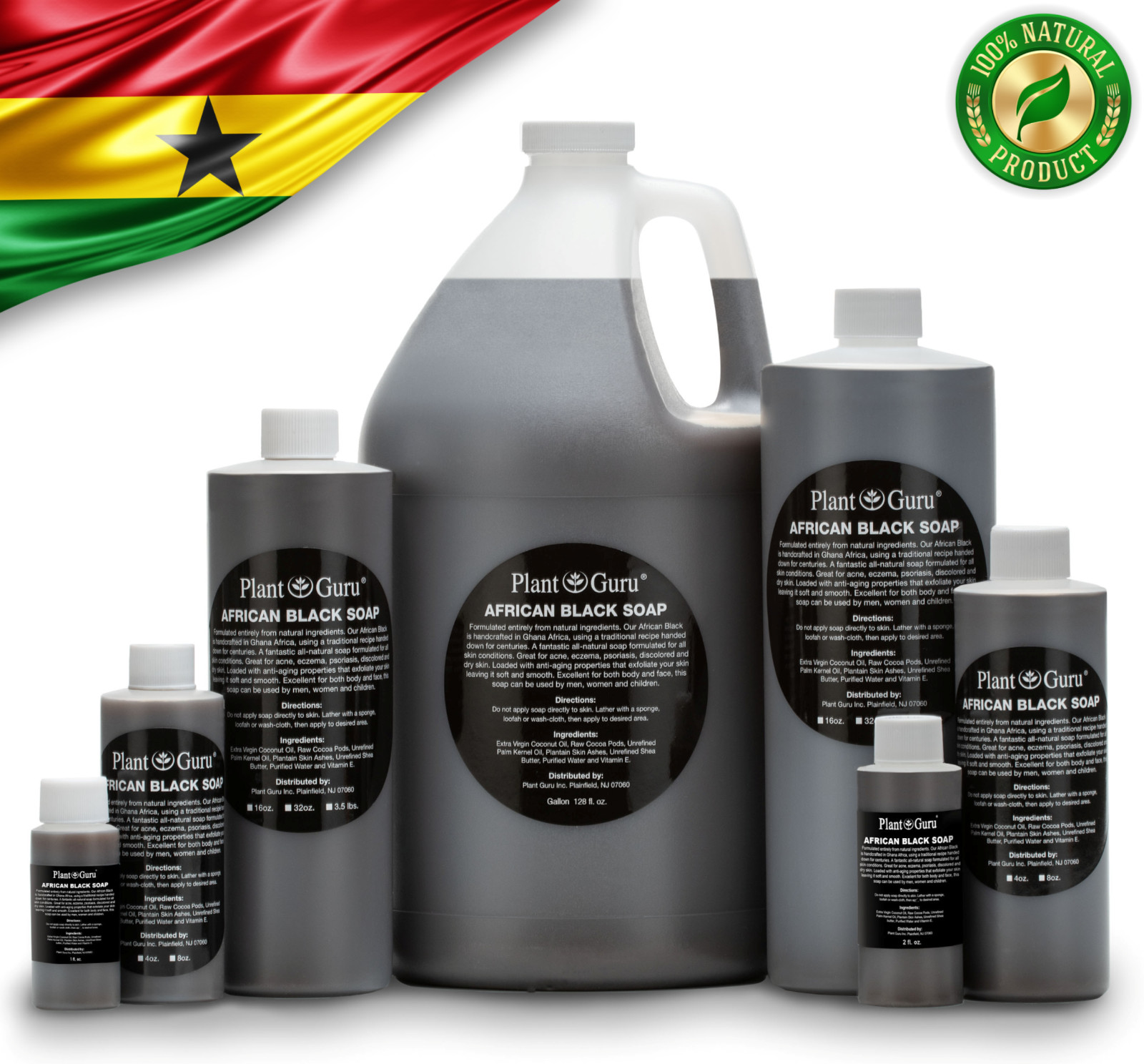 Raw African Black Soap Liquid 100% Pure Organic Natural Bath