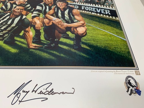 COLLINGWOOD MAGPIES AFL TEAM OF THE CENTURY SIGNED FRAMED PRINT Shaw Weidemen - Picture 3 of 3