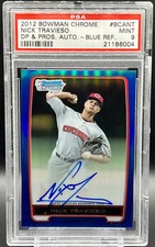 2012 Chrome DP&P  Nick Travieso PSA 9 *Top Pop 1* Reds Blue Refractor Auto RC