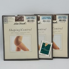 VTG Nice Touch HugAlon Shaping Control Nylons Pantyhose Size D SOFT TAUPE