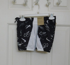 NWT Girls Nike Black Gray White Swoosh Logo Print Shorts sz Small