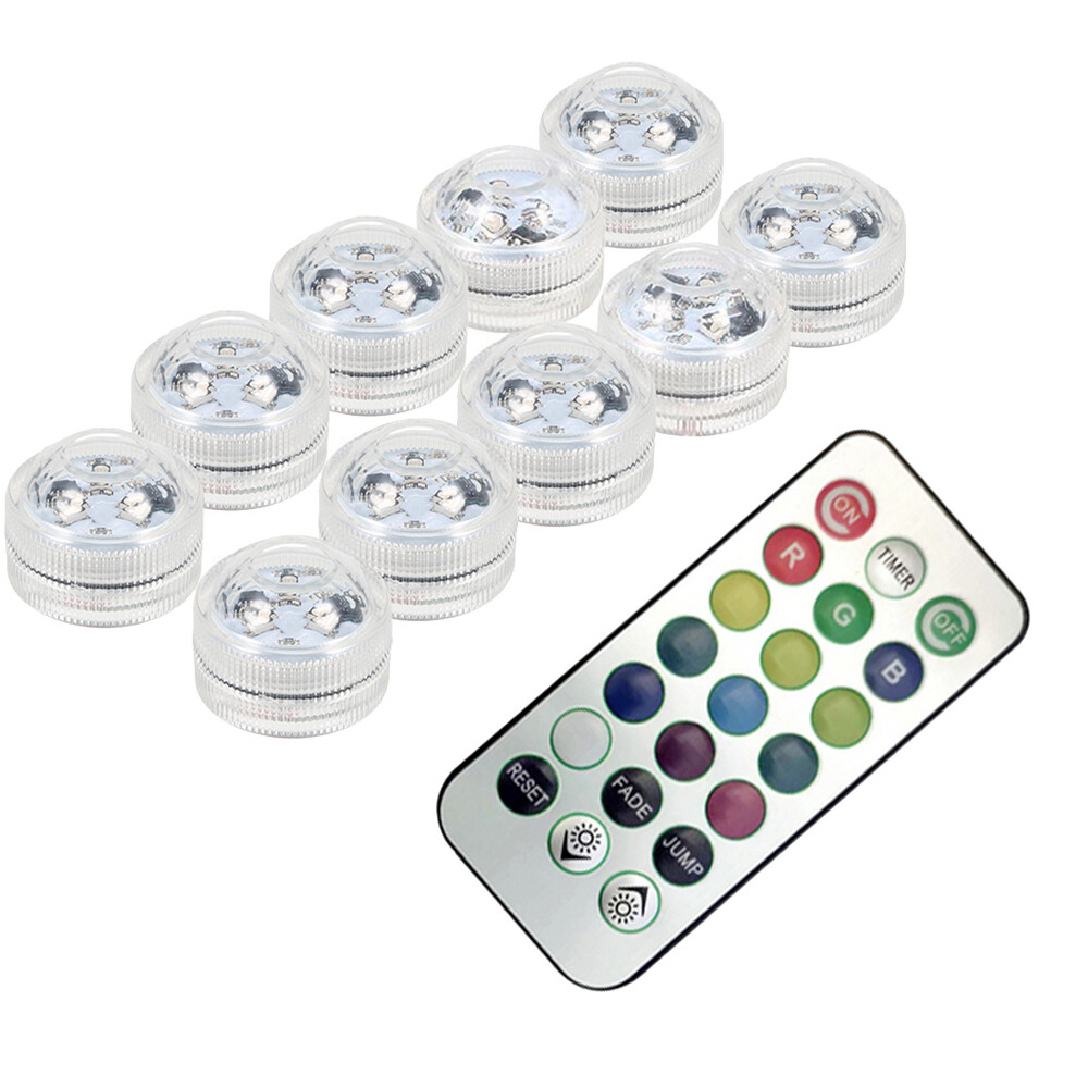 10PCS LEDs RGB Submersible Light Colorful Lamp Underwater Light Water