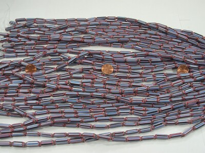 25 Strands 15'' India Handmade Long Tube Chevron Glass Beads Bulk Lot (RFK-2)  