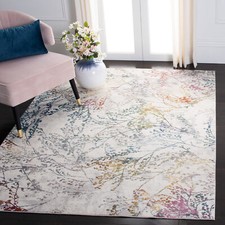Safavieh Power Loomed Aria Collection Ivory / Blue Area Rugs - ARA132A