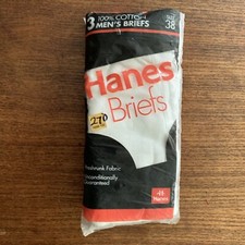 HANES Cotton White Briefs Vintage 1992 NOS 3 Pack Size 38 NWT New