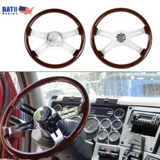 Freightlinerkenworthpeterbiltvolvo 18in Wood Steering Wheel Chrome 4 Spoke