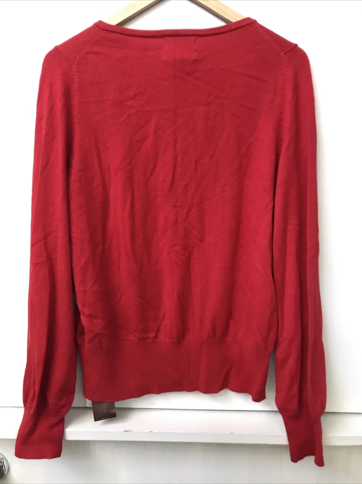 Cárdigan Marks & Spencer Rojo Mezcla Cachemira Cuello Redondo Cristal Botones Grande Nuevo con Etiquetas Foto 4 de 4