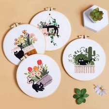 Cute Embroidery Starter Kit for Beginners Cross Stitch Stamped DIY Decor Craft