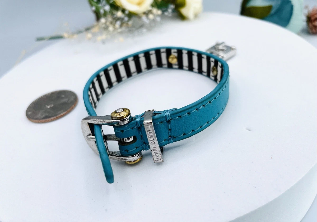 Henri Bendel Vintage Silver Tone Leather Lock Logo Bracelet eBay
