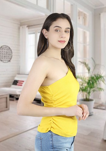 Artyska Womens Ribbed One Shoulder Crop Top - Picture 20 of 30