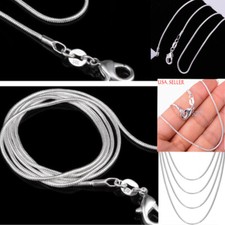 Men  Women's 925 Sterling Silver Snake Chain Necklace 1.2mm/1.6mm/2mm 16-38inch