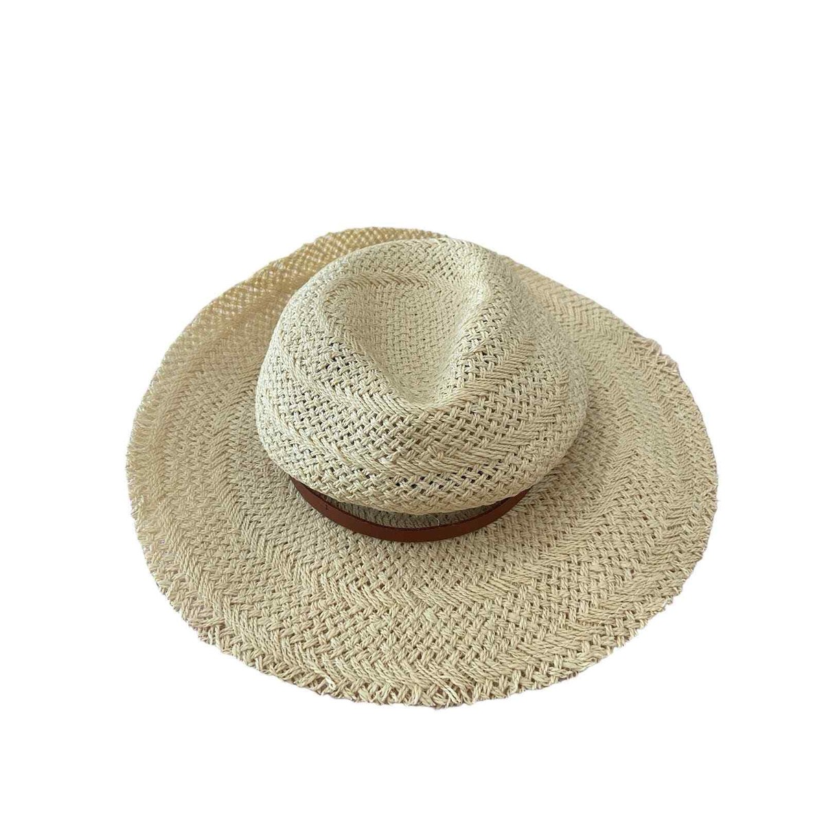 Janessa Leone Ivana Jute Straw Fedora Hat Leather Band  display picture 3