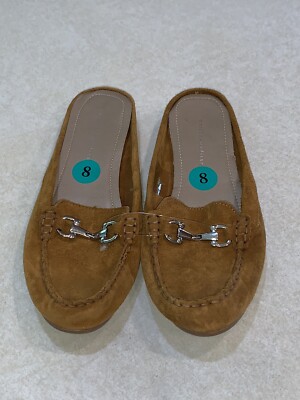 MERCER & MADISON BROWN LEATHER HORSEBIT MULES FLATS SHOES SIZE 8 NEW