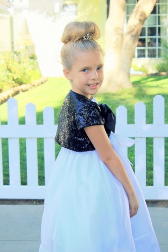 Rose Gold Sequins Capes Flower Girl Bolero Jacket Dress Cover Up Girls Shrug - Picture 10 of 12