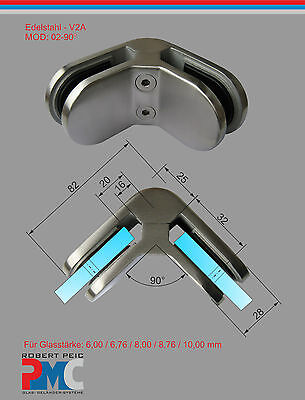 Flach Eckige Form Edelstahl Inox Glashalter Glasklemme Glass Clamp V2A 