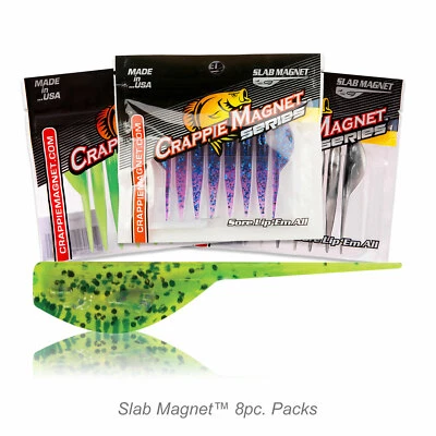 CRAPPIE MAGNET Leland's 2.5" Crappie Slab Magnet Soft Fishing Baits 33 Colors Available 8 Count