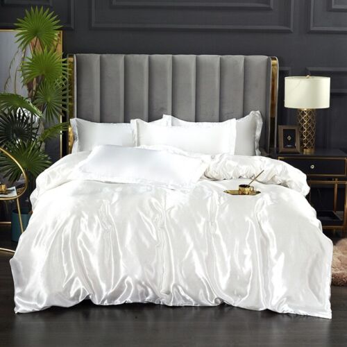 Mulberry Silk Bedding Set Duvet Cover Bed Sheet Pillowcase King Queen Full Twin - Picture 1 of 41