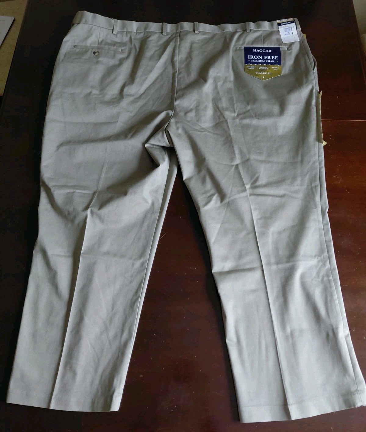 Khaki 58x30 Classic Fit Beige Flat Front