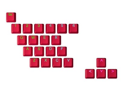 23 PCS Red Rubberized Keycap Set Double Shot Translucent ABS+TPR Profile
