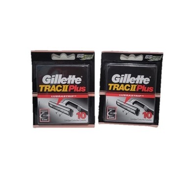 2 Pack Gillette TRAC II Plus Mens Razor Blade Refills 10 Cartridges Each