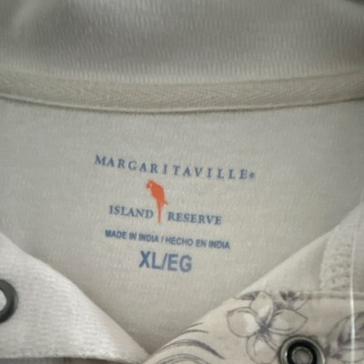 Margaritaville Island Reserve Men's Solid White Knit Long Sleeve Polo XL