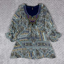 Voll Dress Womens Small Embroidered Bohemian Mini A Line Funky Floral USA Made