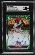 2023 Bowman Green Shimmer Refractor 17/99 Carlos Jorge SGC 10 GEM Auto 0c3e