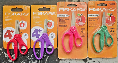 Fiskars 5'' Pointed-Tip Scissors for Kids 4+ 4 Pack