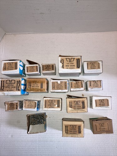 VINTAGE LOT OF REED & PRINCE WOOD TAPPING MOST FLAT HEAD SCREWS IN BOXES 100'S