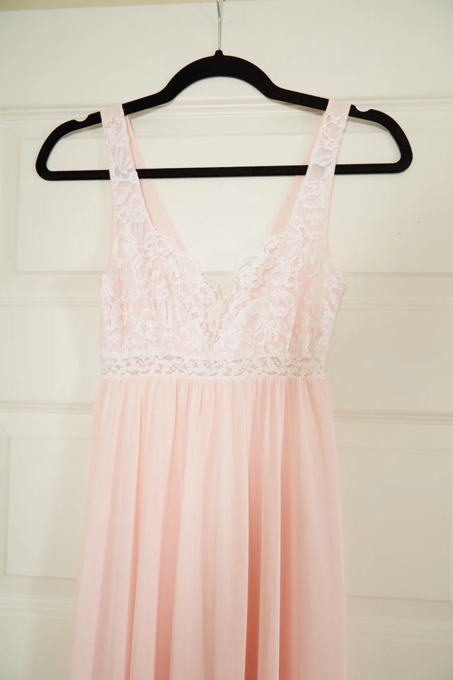 Camisón Olga Años 60 Encaje Transparente Elegante Vestido Nylon Rosa Talla 32 - Defectos Foto 2 de 4