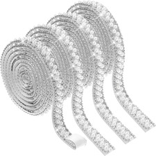 4 Rolls Pearl Adhesive Strips Self Adhesive Crystal Rhinestone Tape Pearl Wrap R