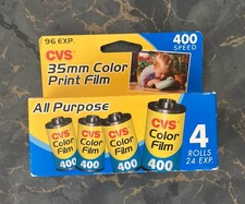 CVS 35mm Color Print Film 4 Rolls Of 24 Exposures Each 400 Speed Expired 2014
