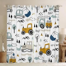 Feelyou Cartoon Car Truck Kids Room Darkening Curtains Drapes 2 Panels