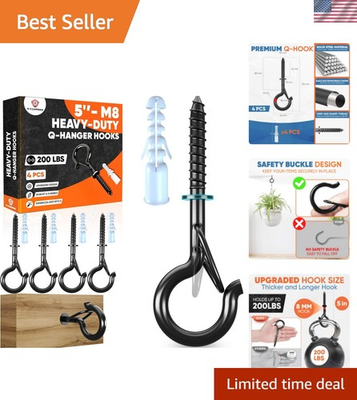 #ad HIGH WORKLOAD 200Lbs 4 Pcs Q Hanger Hooks M8 with Washer amp; Safety Buckle He... $34.10