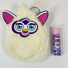2025 Hasbro Furby White Plush Keychain Lip Balm Holder  Lip Balm