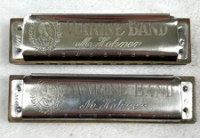 Lot 2 Vintage Pre-WWII Hohner Marine Band Harmonicas - Key of G - 6 Pointed Star
