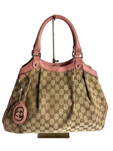 GUCCI Handbag Suki GG Canvas Pink Tote Bag Used