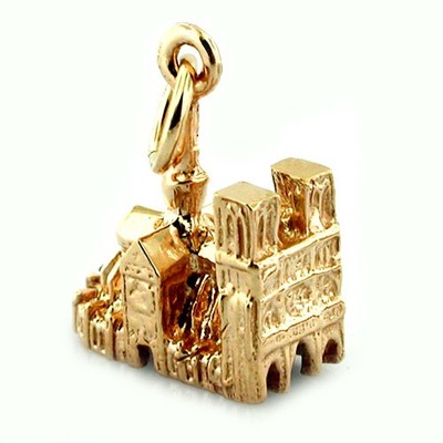 14K Gold Notre Dame De Paris Cathedral Travel Charm