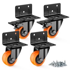 4 PCS 2 Inch Side Mount LShaped Bracket Swivel Casters 550 LBS Capacity