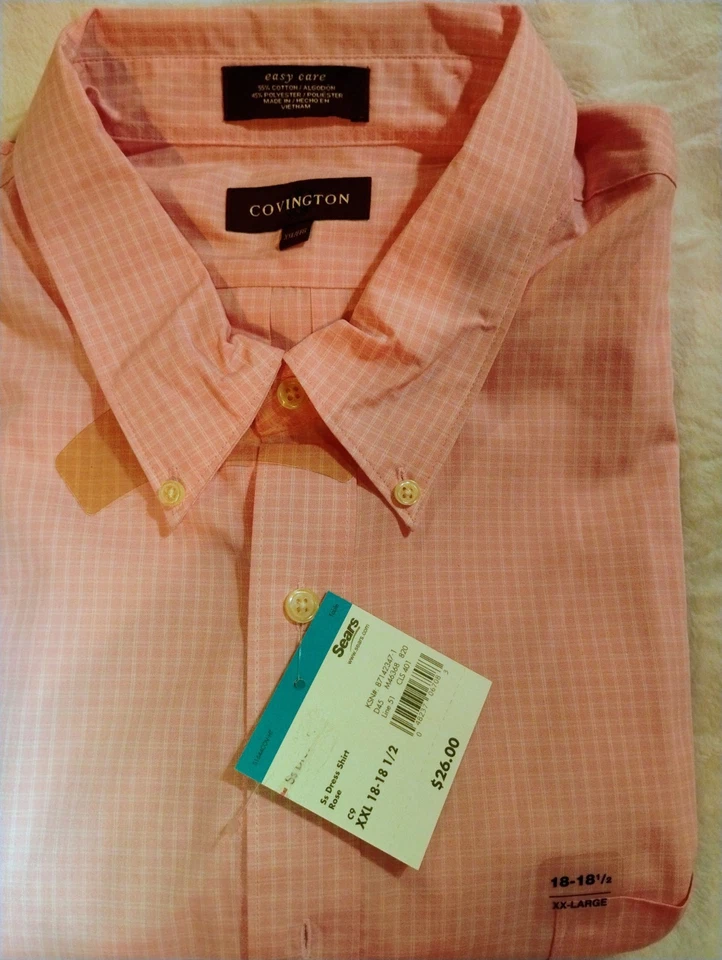 全新带标签 Covington 正装衬衫 XXL 玫瑰格子 — 第 4/4 张图片