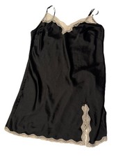 Victoria's Secret babydoll Lace trim Black Slip Dress Nightgown Size Medium