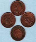 Vintage Indian Head Cent Penny Lot of 4 - 1888, 1892, 1899, 1906 - Old US Coin S