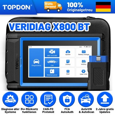 TOPDON VeriDiag X800 BT Kfz Diagnosegerät Bluetooth CAN-FD 34+ Resets FCA SGW