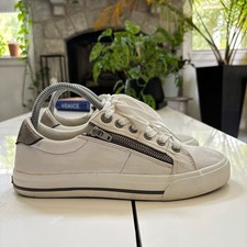 Taos Z-Soul Women's White/Pewter Canvas Side Zip Sneakers Size 8